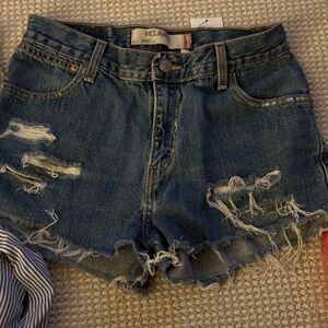 Levi's Blue Distressed Jean Shorts